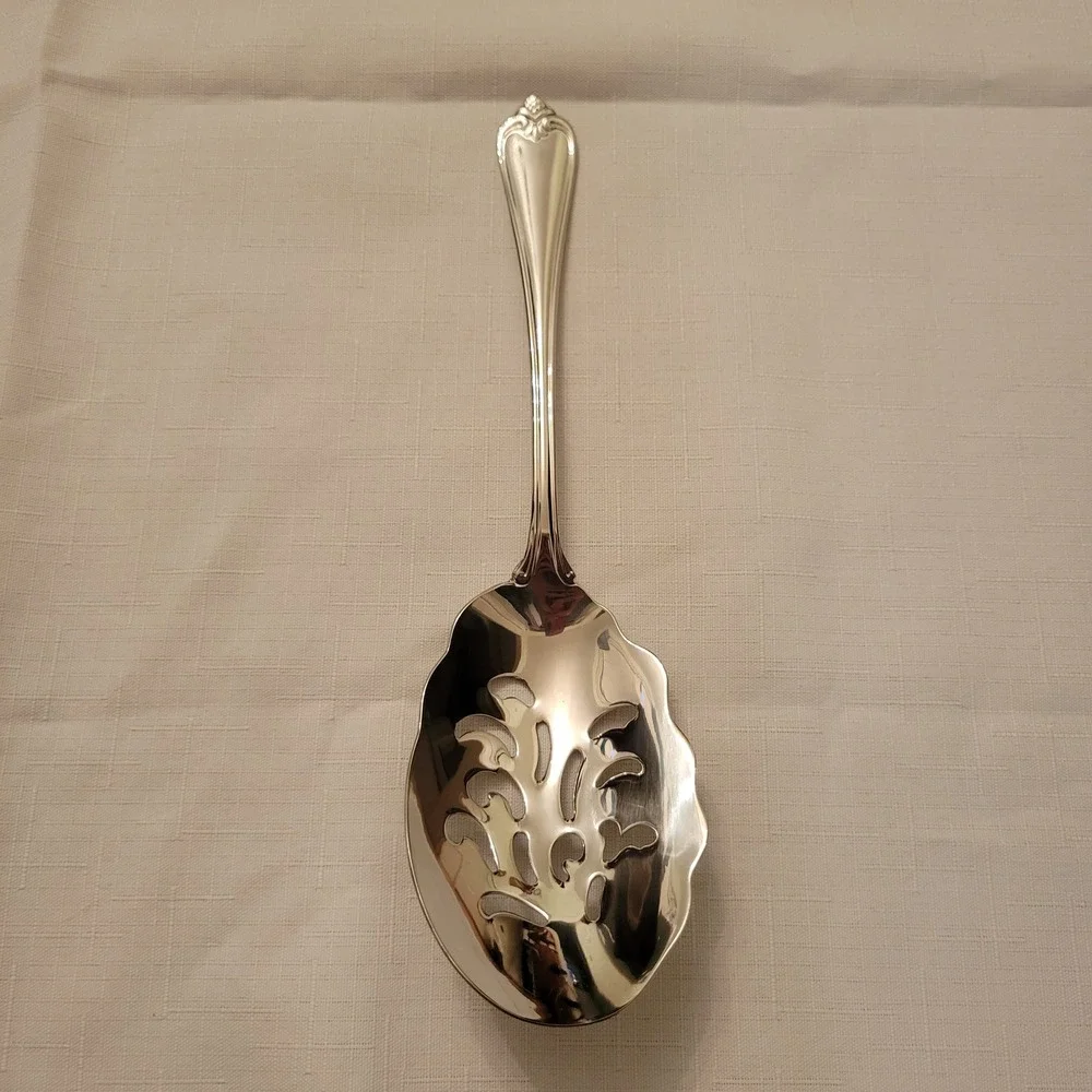 Reed Barton 18/10 Slotted Serving Spoon Stainless Steel ROSECLIFF Holiday Gift